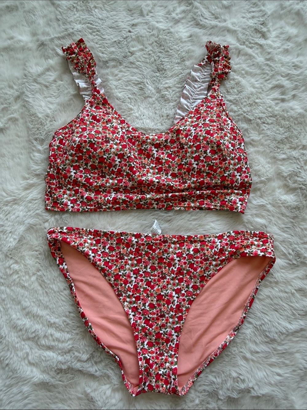 aerie Floral Trim Pink Bikini Bottom